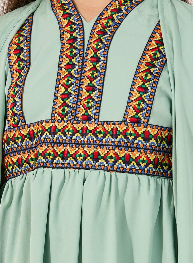 Amirah Embroidered Cape Sleeve V-Neck Kaftan - Image 4